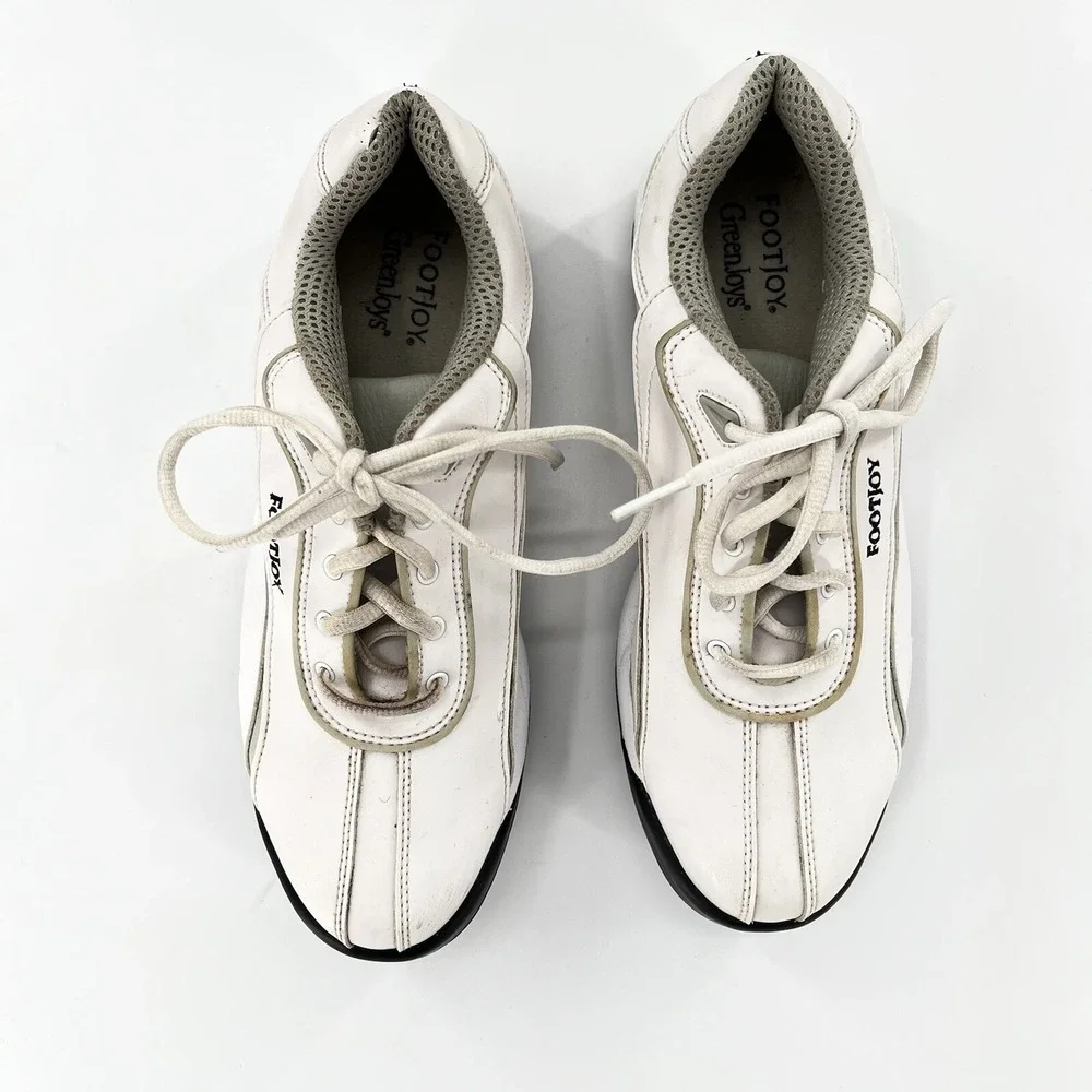 FootJoy GreenJoys Golf Shoes Womens 8.5 M Softspikes White Green Cleats Sneakers